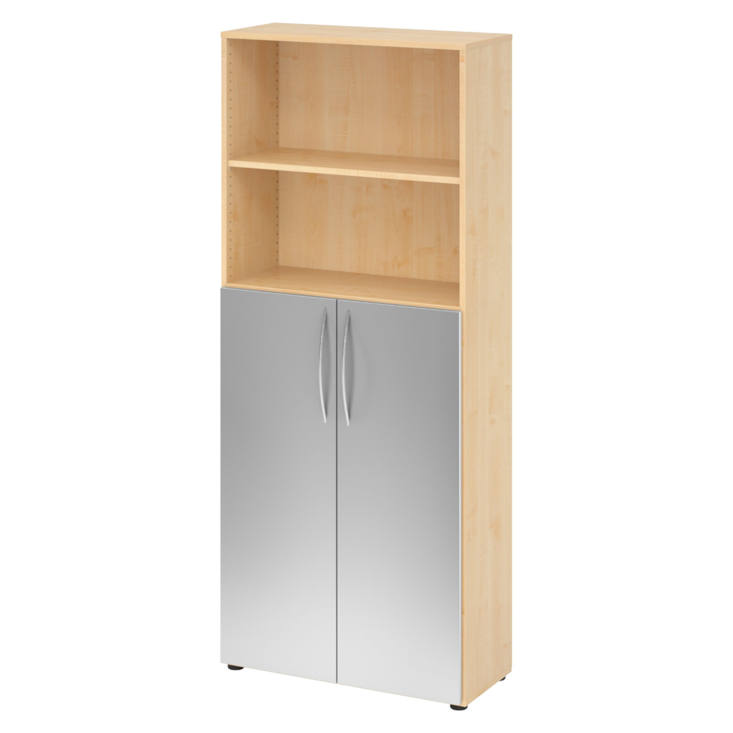 REGALSCHRANK - 5 Ordnerhöhen 35/80/188 cm in Ahornfarben/Silberfarben - Silberfarben/Ahornfarben, Holzwerkstoff (80/188/35cm) - bümö