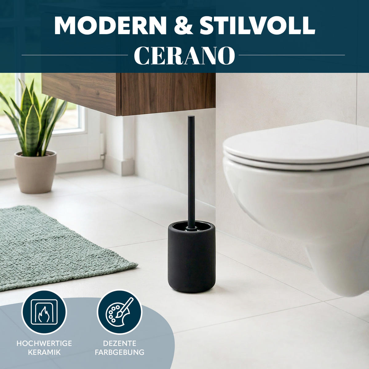 WC-GARNITUR CERANO, Keramik, schwarz - Schwarz, Keramik (10.5/39.5/10.5cm) - eluno