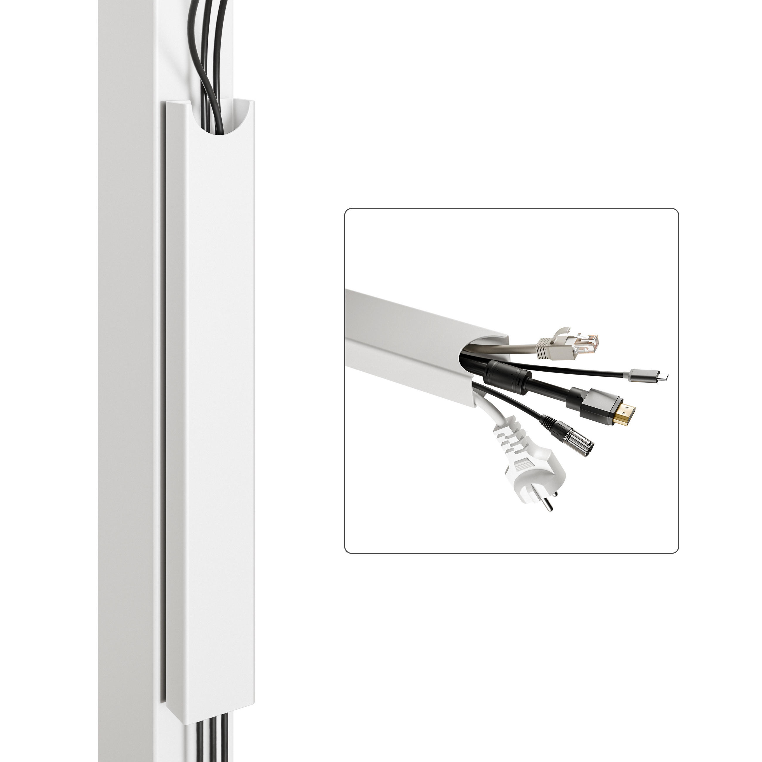 MAGNETISCHER Kabelkanal Schreibtisch Weiß, 37x5x2,5cm - Weiß, Metall (37/5/2.5cm) - Desktronic