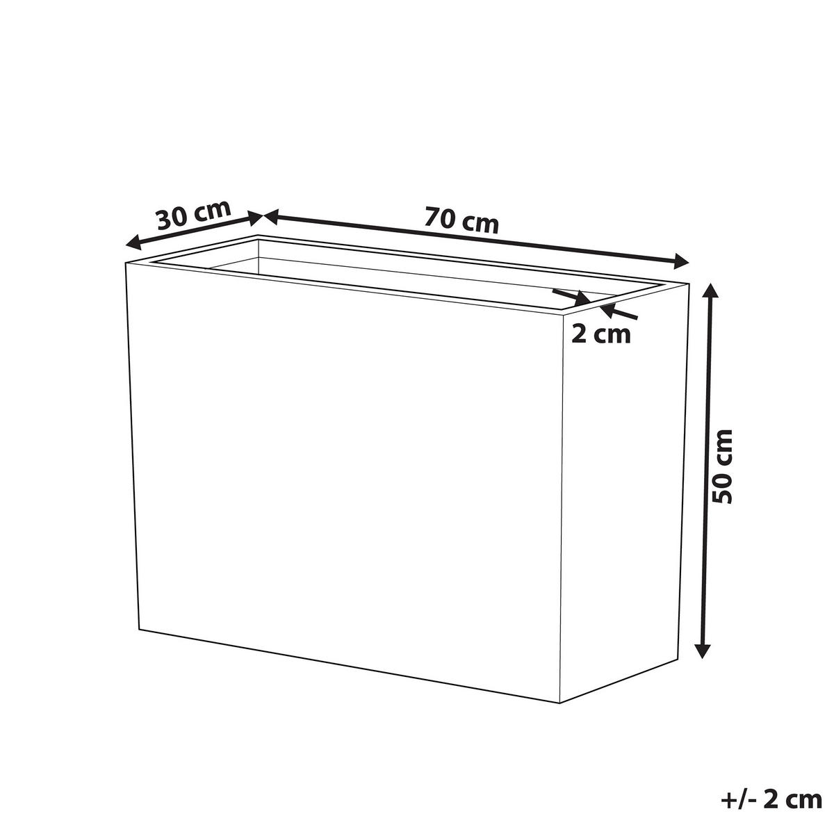 BLUMENTOPF grau rechteckig 29/70/50 cm Edessa - Grau, Stein (50cm) - Beliani