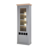 VITRINE C14 Light Gray & Artisan Eiche 71x201x37 cm - Grau, Holzwerkstoff (71/201/37cm) - Livojo