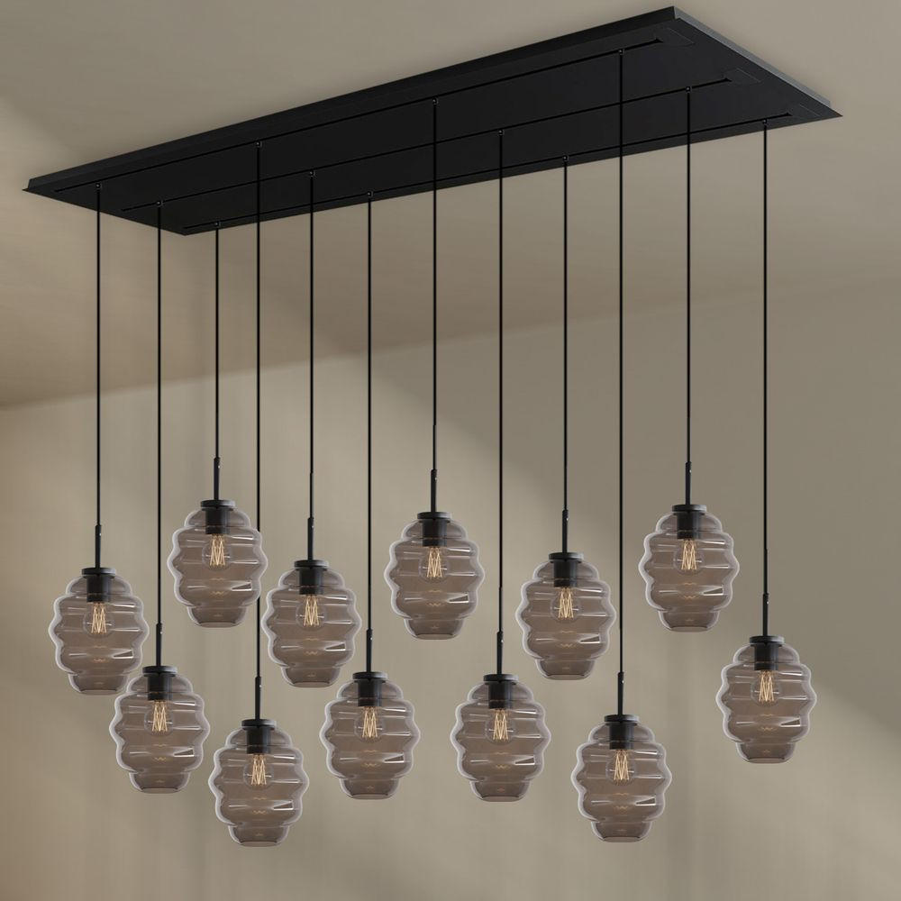 HÄNGELEUCHTE Echos 12-flammig Rauch Ø 18cm - Anthrazit/Schwarz, Glas (18/18/20cm) - s.luce