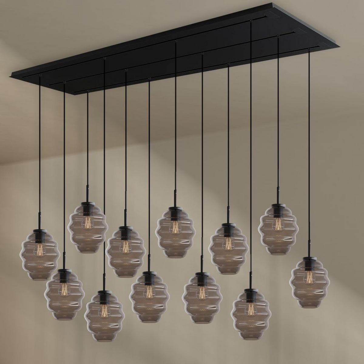 HÄNGELEUCHTE Echos 12-flammig Rauch Ø 18cm - Anthrazit/Schwarz, Glas (18/18/20cm) - s.luce