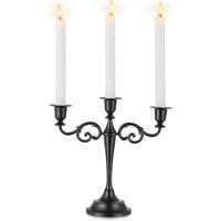 KERZENSTÄNDER 3-Armig Schwarz Matt - Schwarz, Metall (11/11/27cm)