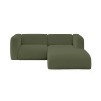 ECKSOFA Ottomane Rechts MIRA-L1 227x179x89 Grün Bouclé - Schwarz/Olivgrün, Holzwerkstoff/Kunststoff (227/179cm) - ALTDECOR