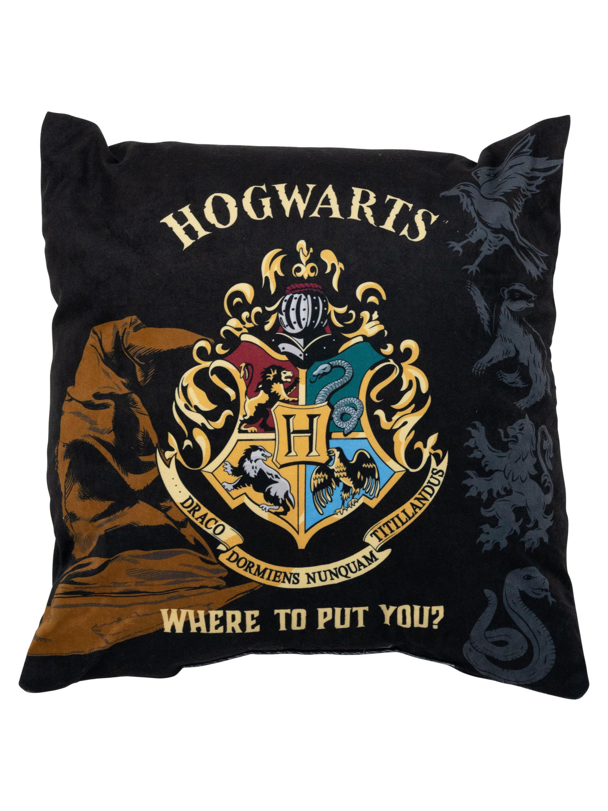 KINDERKISSEN Harry Potter Hogwarts Schwarz 40 x 40 cm - Schwarz, Textil (40/40cm) - United Labels