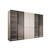 KLEIDERSCHRANK, Gerilltes Glas / Sandbeige / Gerilltes Glas, 300 x 200 x 51 cm - Sandfarben/Naturfarben, Holzwerkstoff (300/200/51cm) - 3XE LIVING