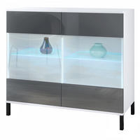 KOMMODE Bari Grau Hochglanz - Grau, Holzwerkstoff (92.5/83.5/35cm) - Vladon