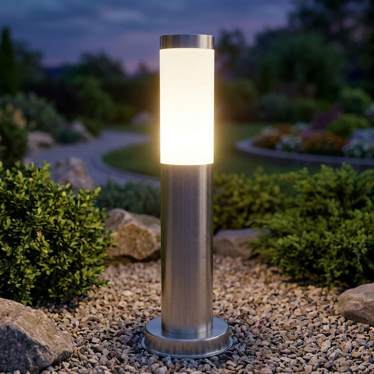 LED AUSSENLEUCHTE Edelstahl Silber - Silberfarben, Kunststoff (7.8/7.8/45cm) - Globo Lighting
