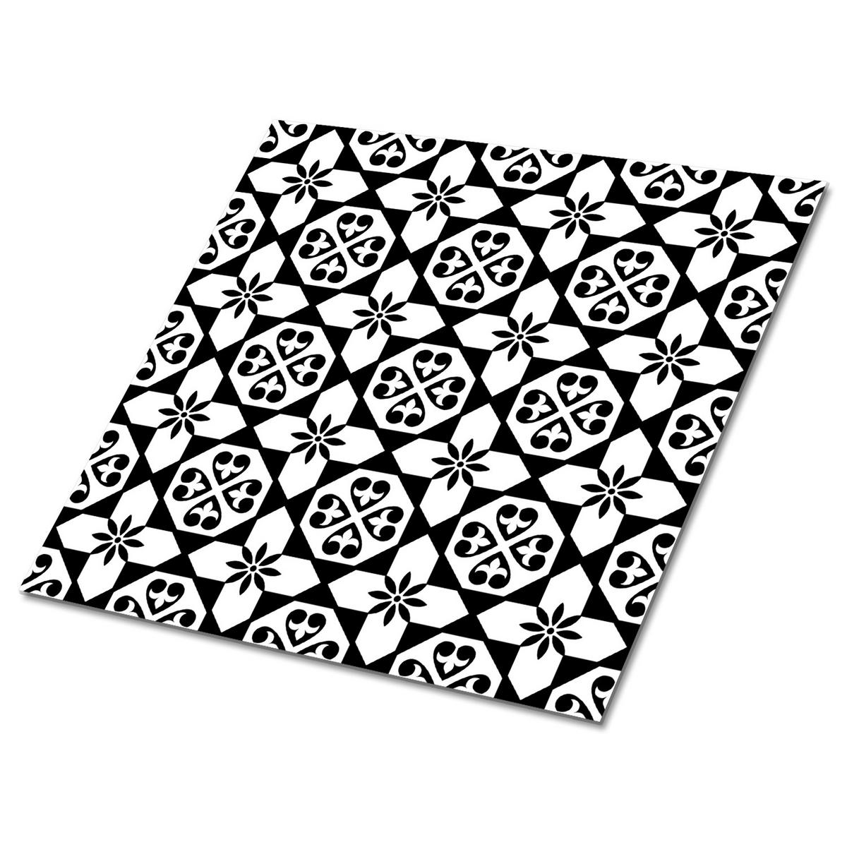 FLIESENAUFKLEBER 9 Stück 30x30 cm selbstklebend Spanisches Muster - Schwarz, Textil (30/1.6/30cm) - TULUP