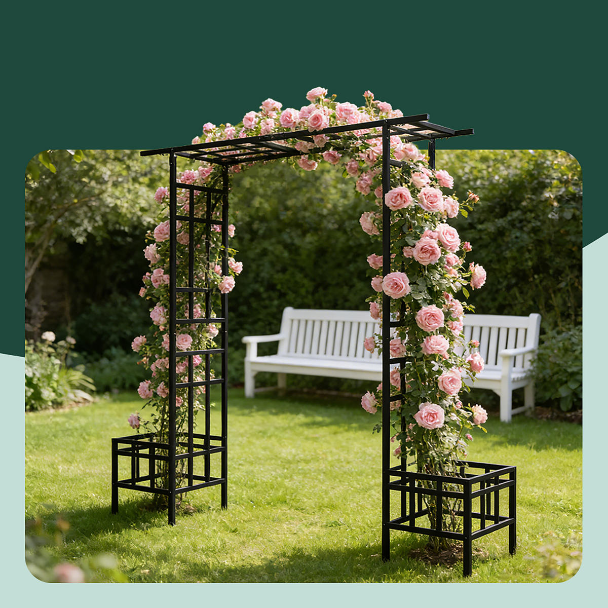 OBLÚK ruží - čierna, kov (173/259/43cm) - Relaxdays