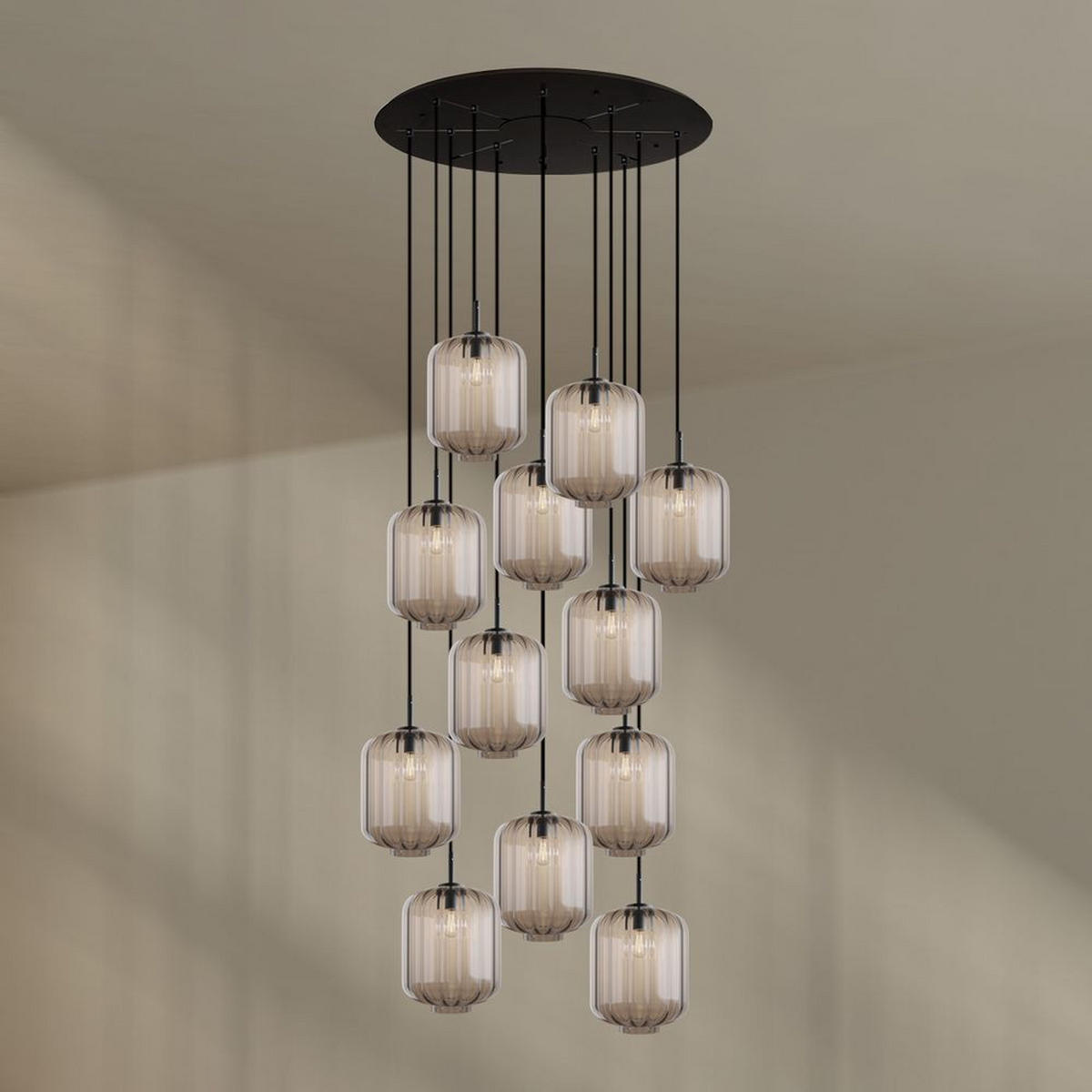 GALERIELEUCHTE Velo 12-flammig Klar Ø 25cm - Klar/Schwarz, Glas (25/25/27cm) - s.luce