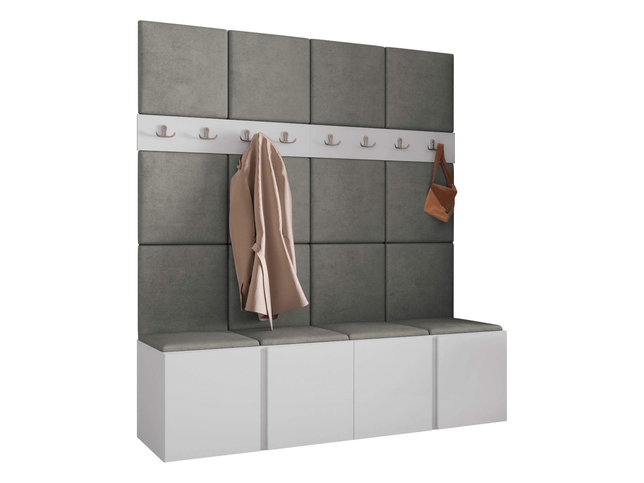 GARDEROBEN-SET Orion V - Weiß/Grau, Holzwerkstoff/Kunststoff (168/186/46cm) - MIRJAN24