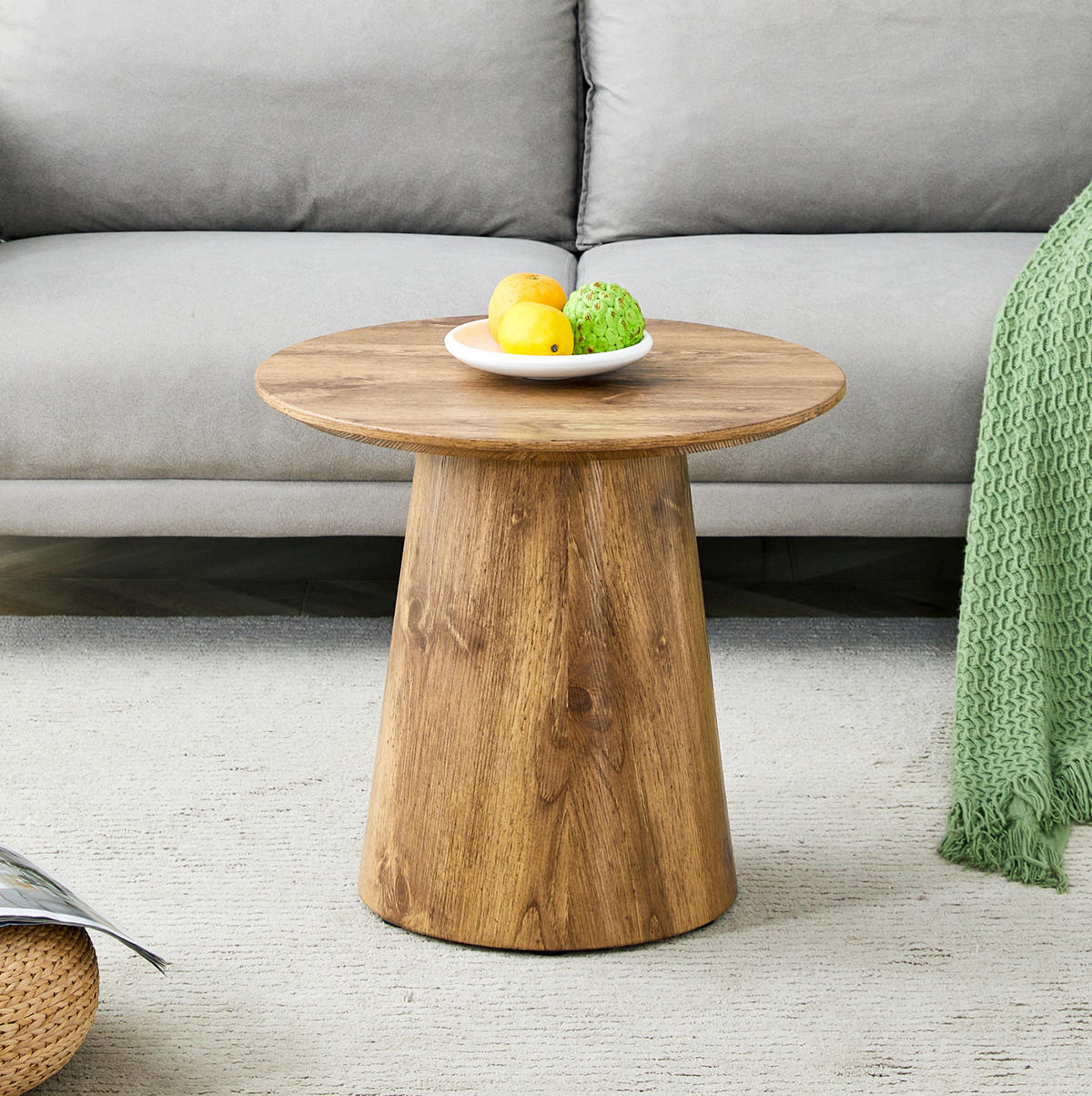 BEISTELLTISCH rund Ø 50 cm MDF Holzoptik - Braun, Holz (50/50/48cm) - Meubliv