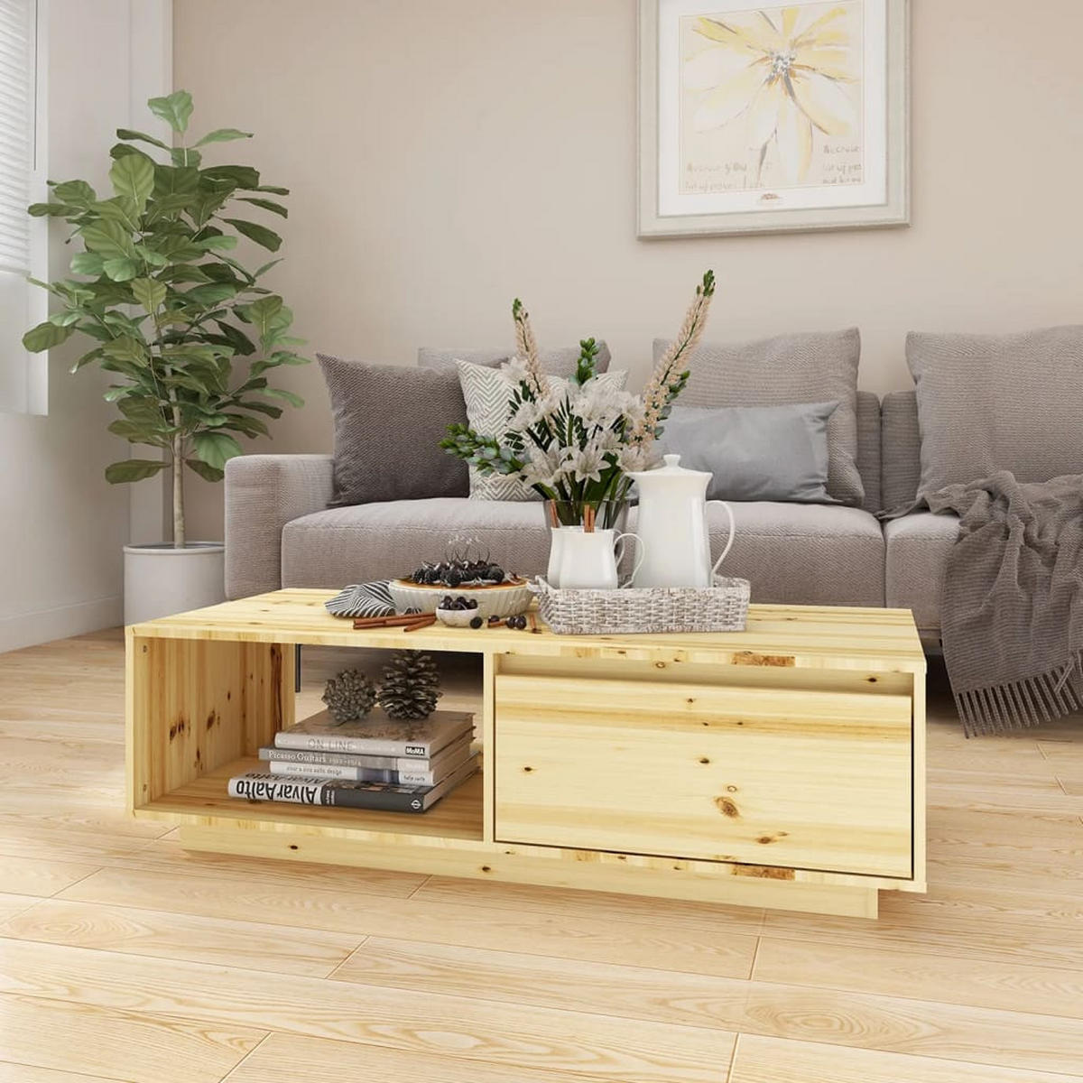 COUCHTISCH 110x50x33,5 cm Massivholz Tanne - Braun, Holzwerkstoff (110/50/33.5cm) - furnicato