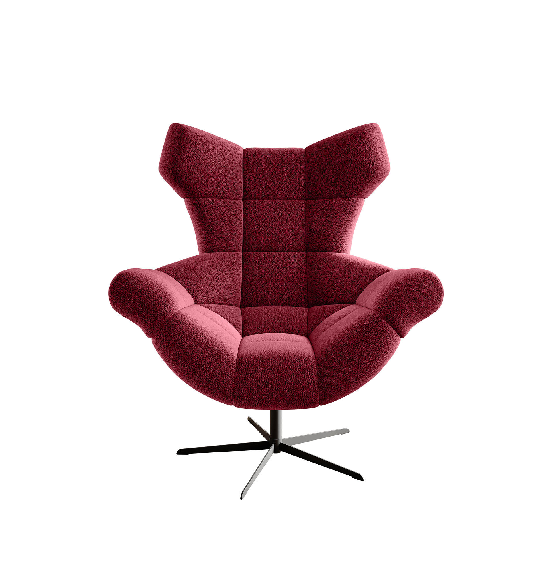 SESSEL SENSI Relaxstuhl mit 360° Drehung und Schwingfunktion – Lux-Schaumkissen, Bordeaux, 104x46x119 cm - Rot/Schwarz, Holz/Textil (104/119/84cm) - DomoHome