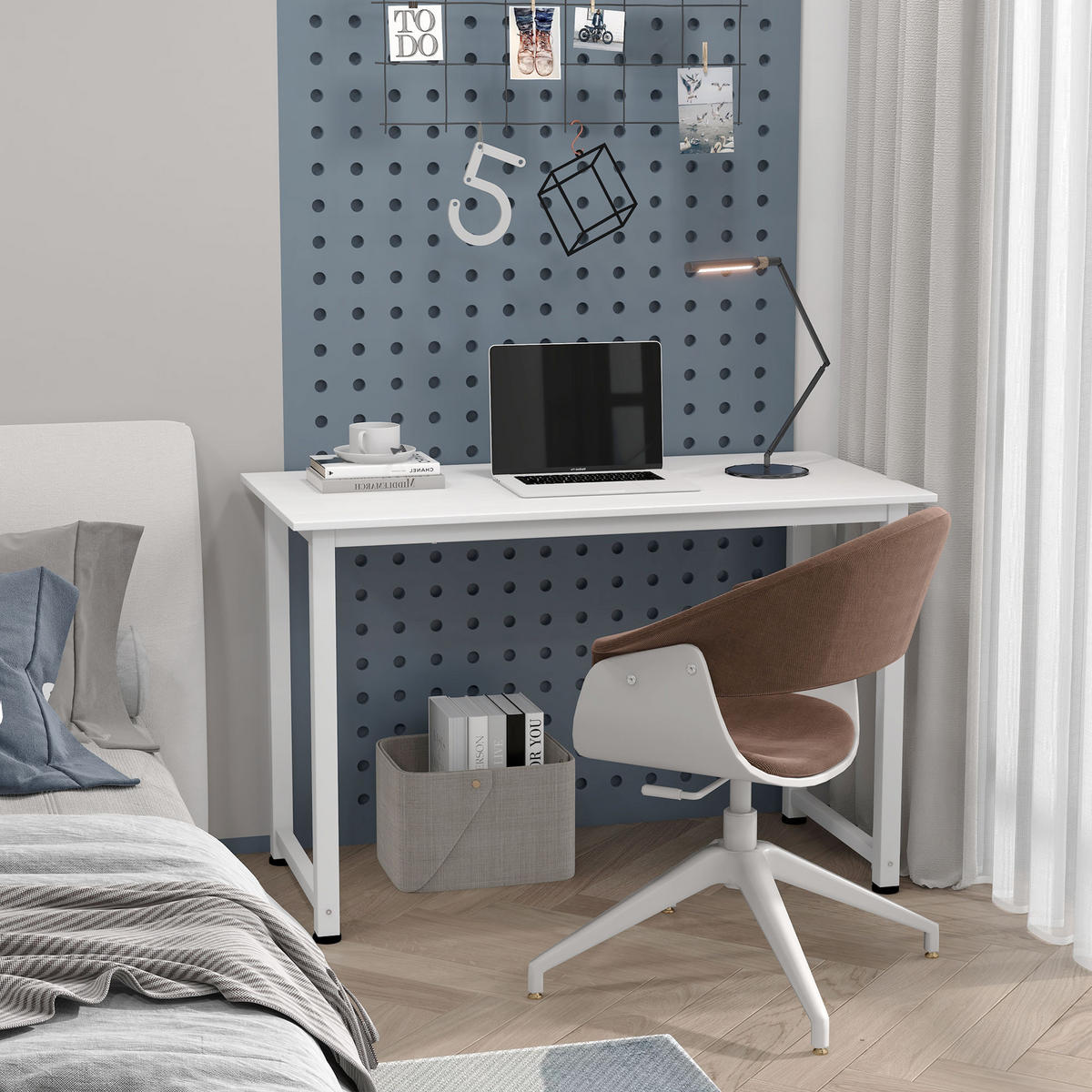 COMPUTERTISCH Weiß mit Metallgestell 120/60/76 cm - Weiß, Holzwerkstoff (60/120/76cm) - PANGIVO