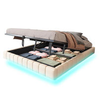 POLSTERBETT 180/200 cm Beige aus Stoff mit LED und Stauraum - Beige, Textil (180/200cm) - OKMYHOME