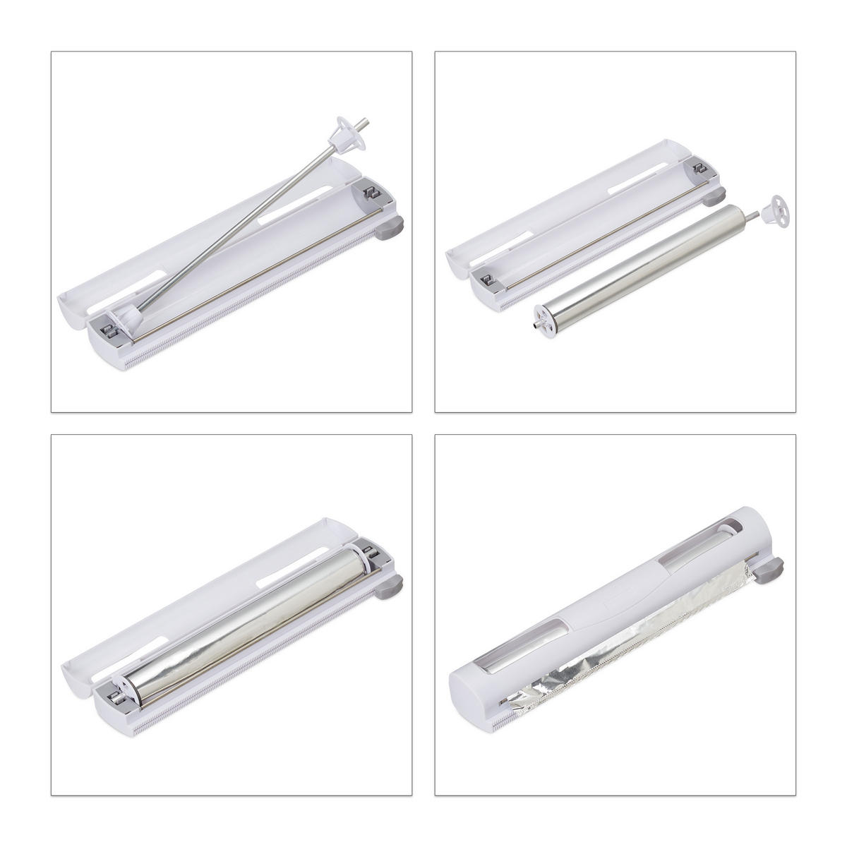 2XFOLIENSCHNEIDER - Weiß, Kunststoff/Metall (37/5/8cm) - Relaxdays