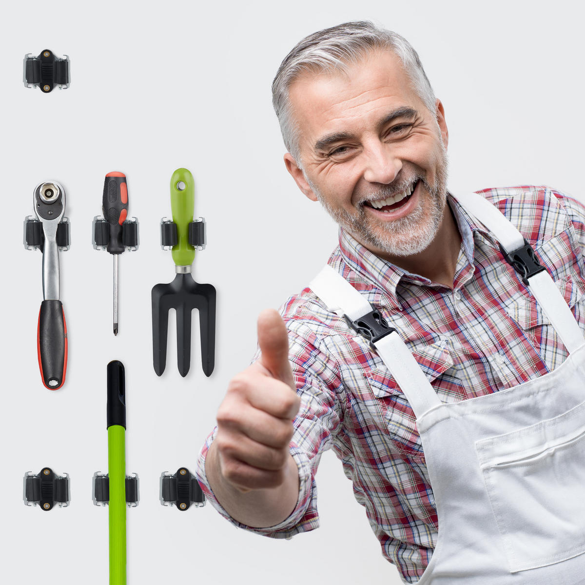 10XGERÄTEHALTER - Multicolor, Kunststoff/Metall (5.5/5/4cm) - Relaxdays