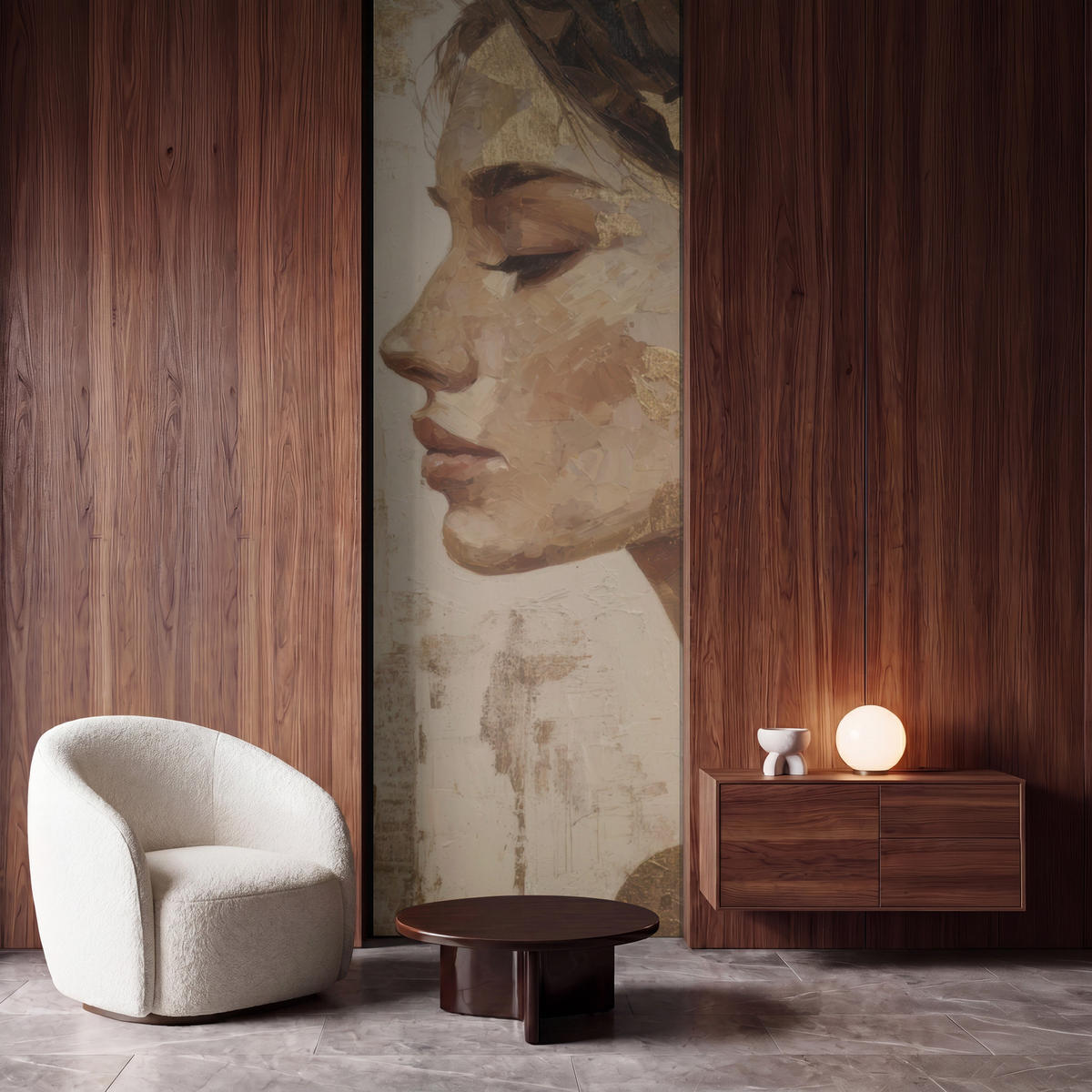TAPETE - Frau - Gold - Abstrakt - Textur - 100x280 cm - Goldfarben, Papier (100/280cm) - OnlyWow