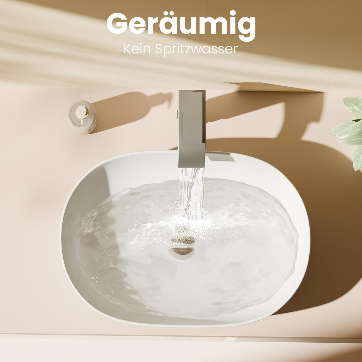 WASCHBECKEN Abgerundete Ecken Mattweiß 60/41.5/13.5 cm - Weiß, Keramik (41.5/13.5/60cm) - EMKE