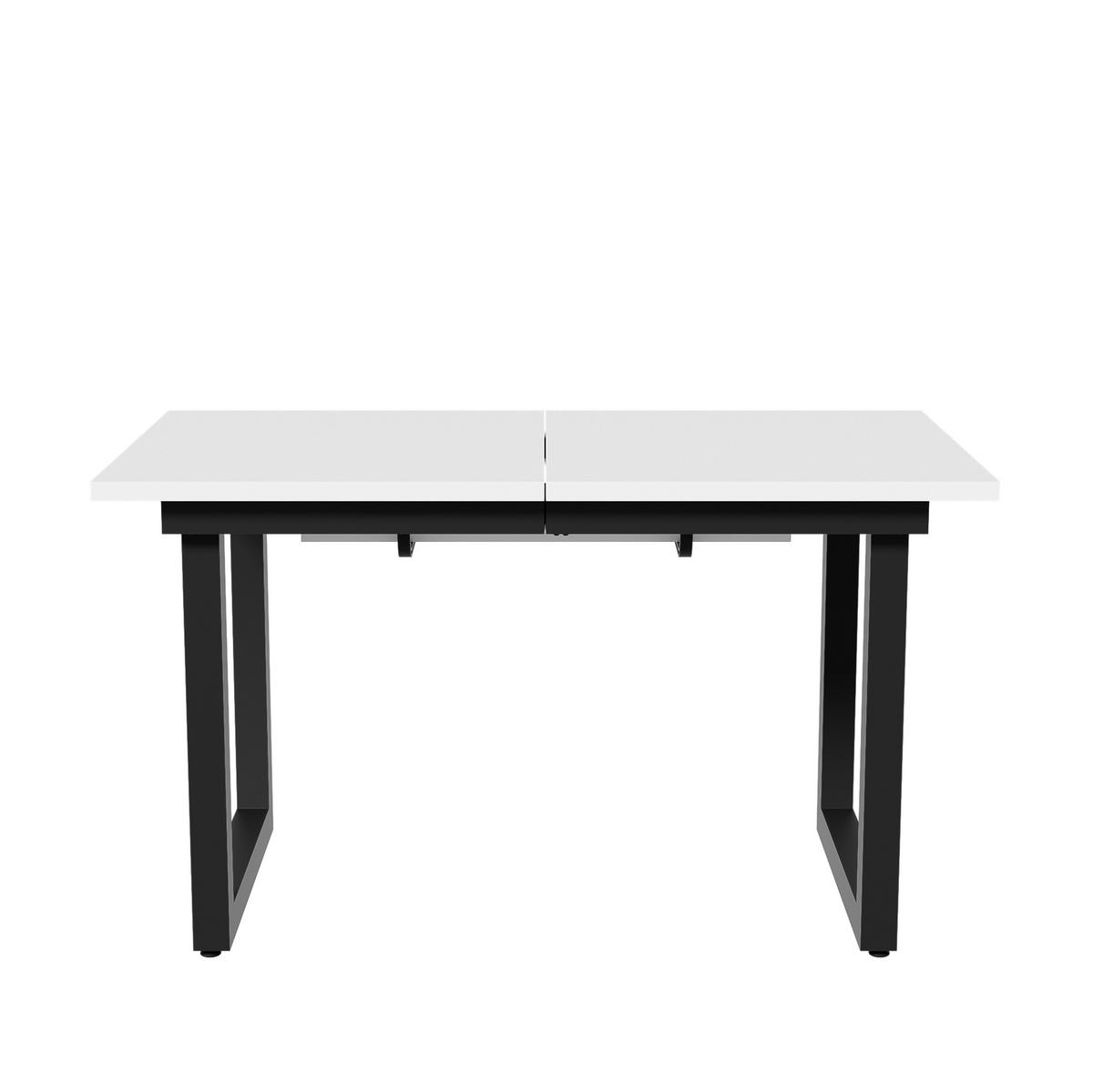ESSTISCH aus MDF und Metall 140/180x80x75 cm Weiß/Schwarz ausziehbar im Industriestil - Weiß, Holzwerkstoff (180/80/75cm) - Modfu