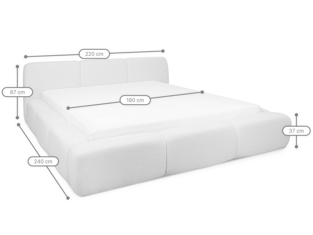 POLSTERBETT Arosa Hellbeige 180/200 cm Boucle mit Bettkasten - Beige, Textil/Metall (180/200cm) - wonello