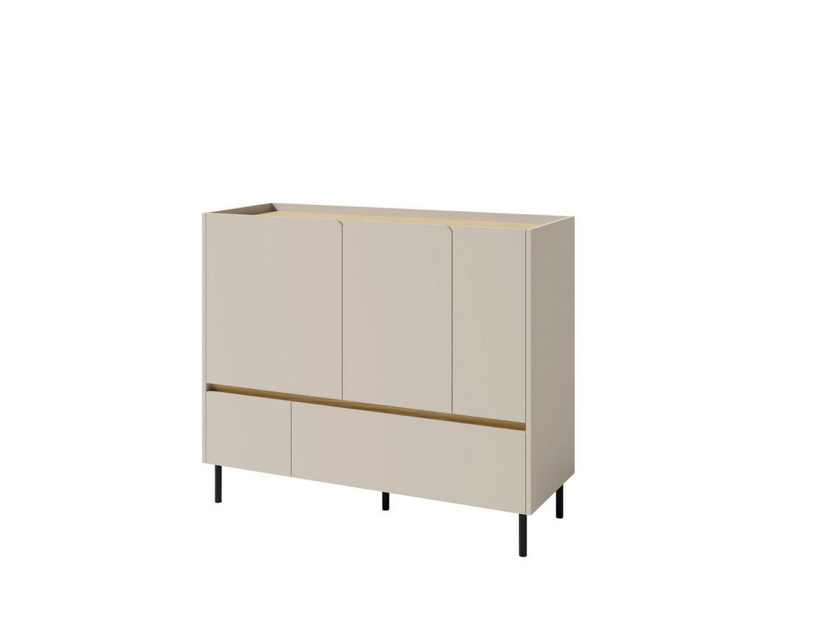 KOMMODE MURO 120/105/40cm mit 2 Schubladen 3 Türen Beige - Beige, Holzwerkstoff (120/105/40cm) - MASSENO