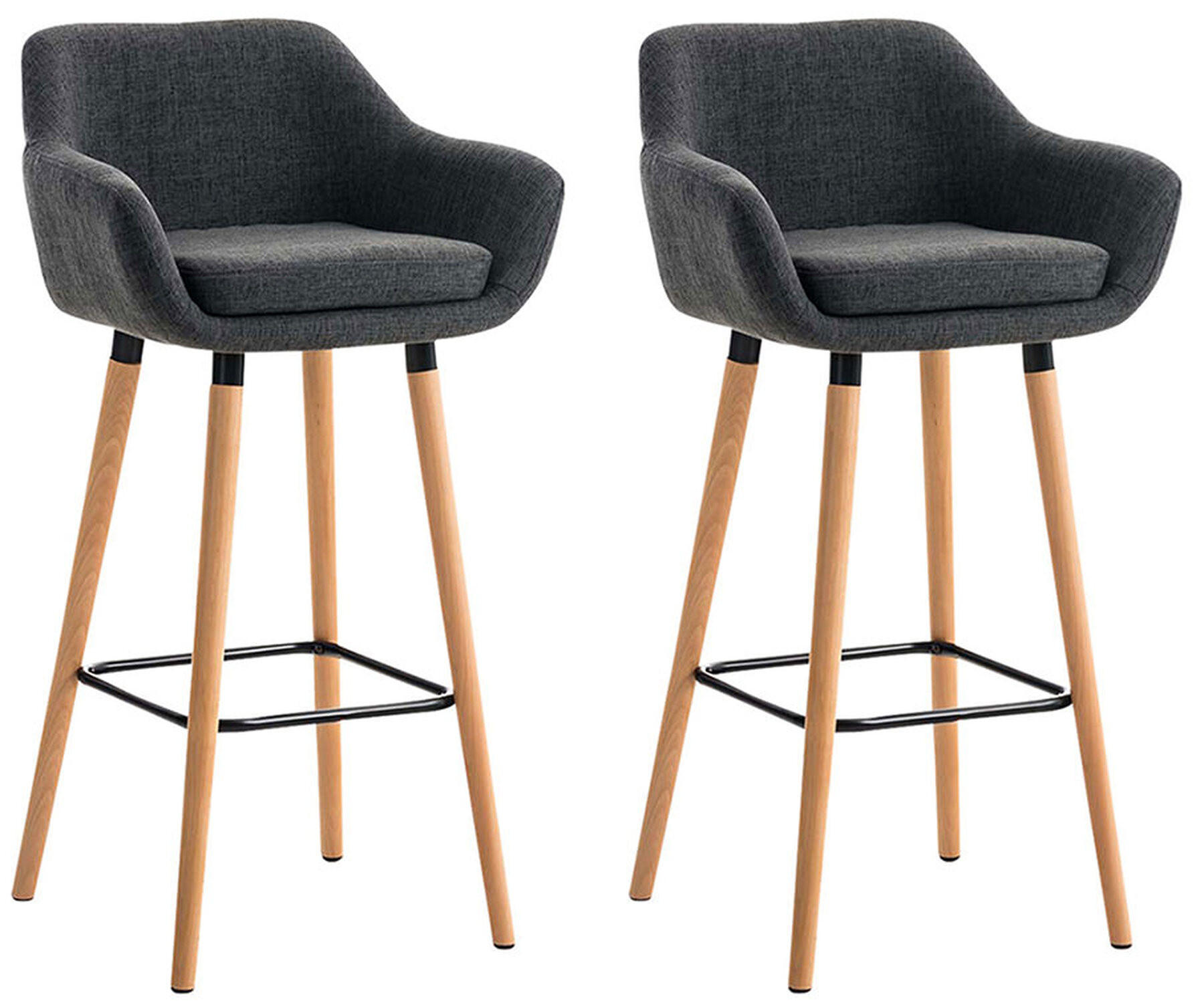 BARHOCKER Grande, 2er Set, Gestell Holz, Stoff Hellgrau - Braun/Grau, Holz/Textil (55/99/46cm) - TPFLiving
