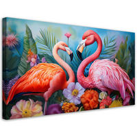 LEINWANDBILD Flamingos, Vögel, exotische Tiere 100x50cm - Pink, Textil (100/50cm) - Feeby