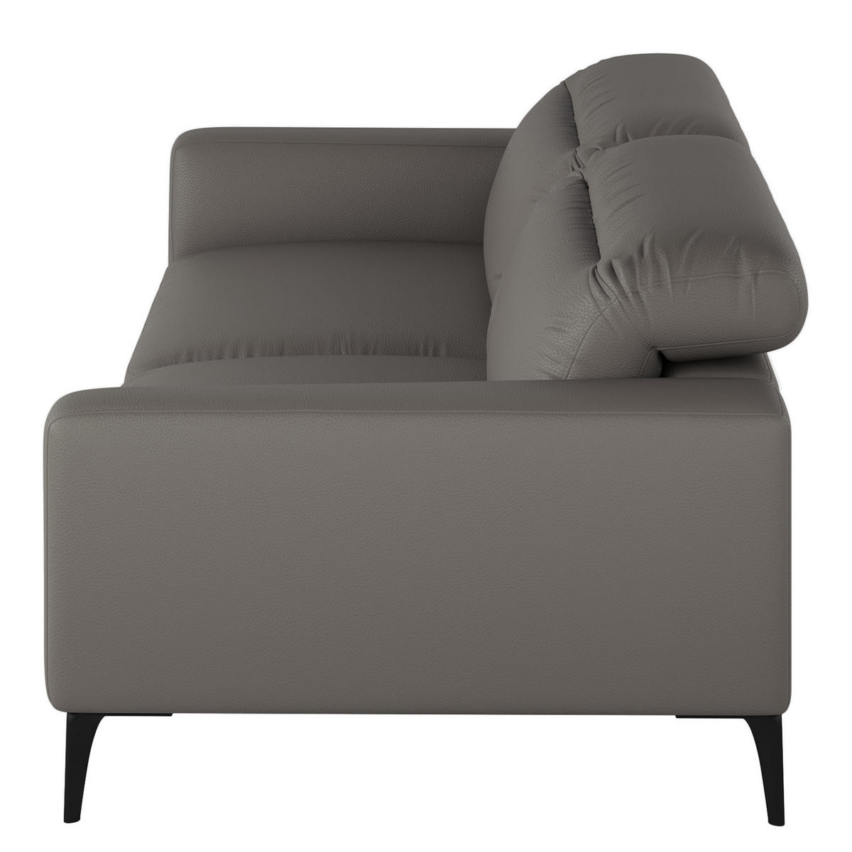 3-SITZER SOFA - Schwarz/Grau, Leder/Metall (233/73/107cm) - home24