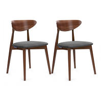 ESSZIMMERSTÜHLE RABI (2er-Set), grau / Nussbaum mittel - Haselnussfarben/Grau, Holz/Buchenholz (47/79/45cm) - KONSIMO®