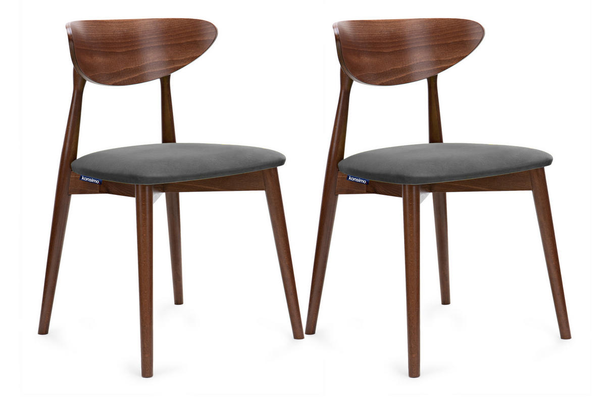 ESSZIMMERSTÜHLE RABI (2er-Set), grau / Nussbaum mittel - Haselnussfarben/Grau, Holz/Buchenholz (47/79/45cm) - KONSIMO®