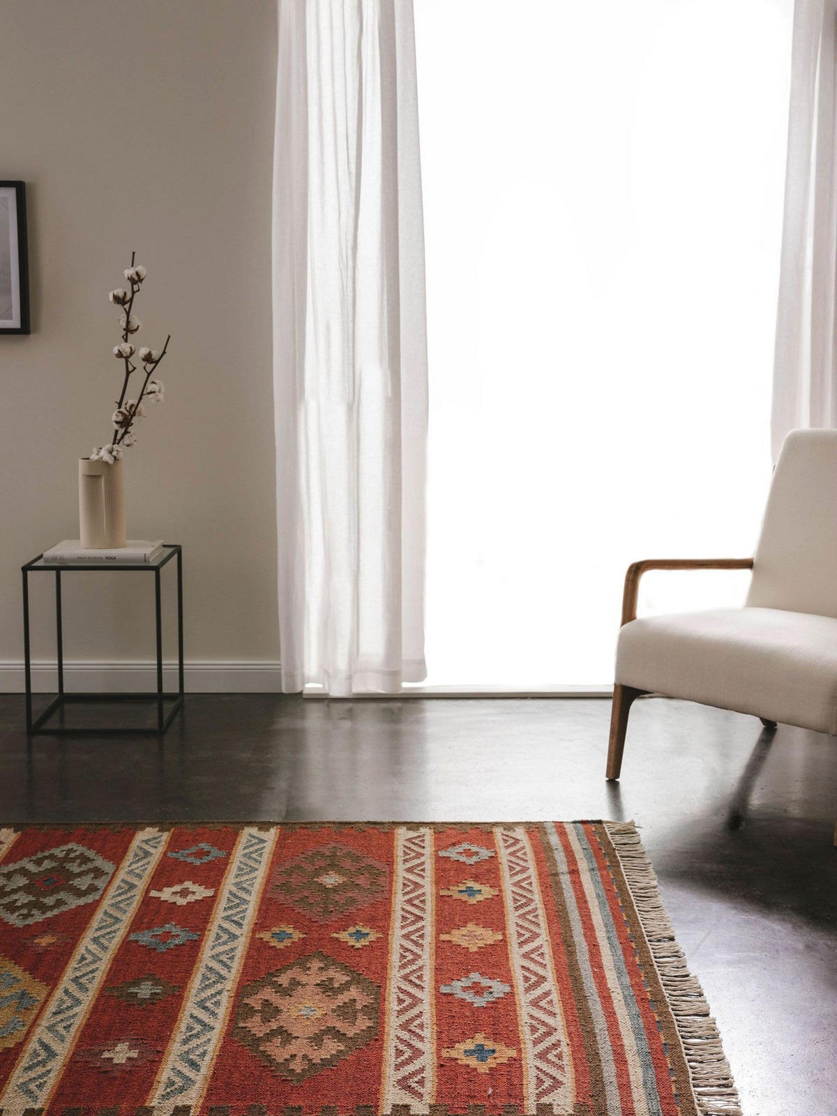 KELIM handgewebt Zohra Multicolor/Rot 200x300 cm - Rot/Multicolor, Textil (200/1cm) - KUNSTLOFT