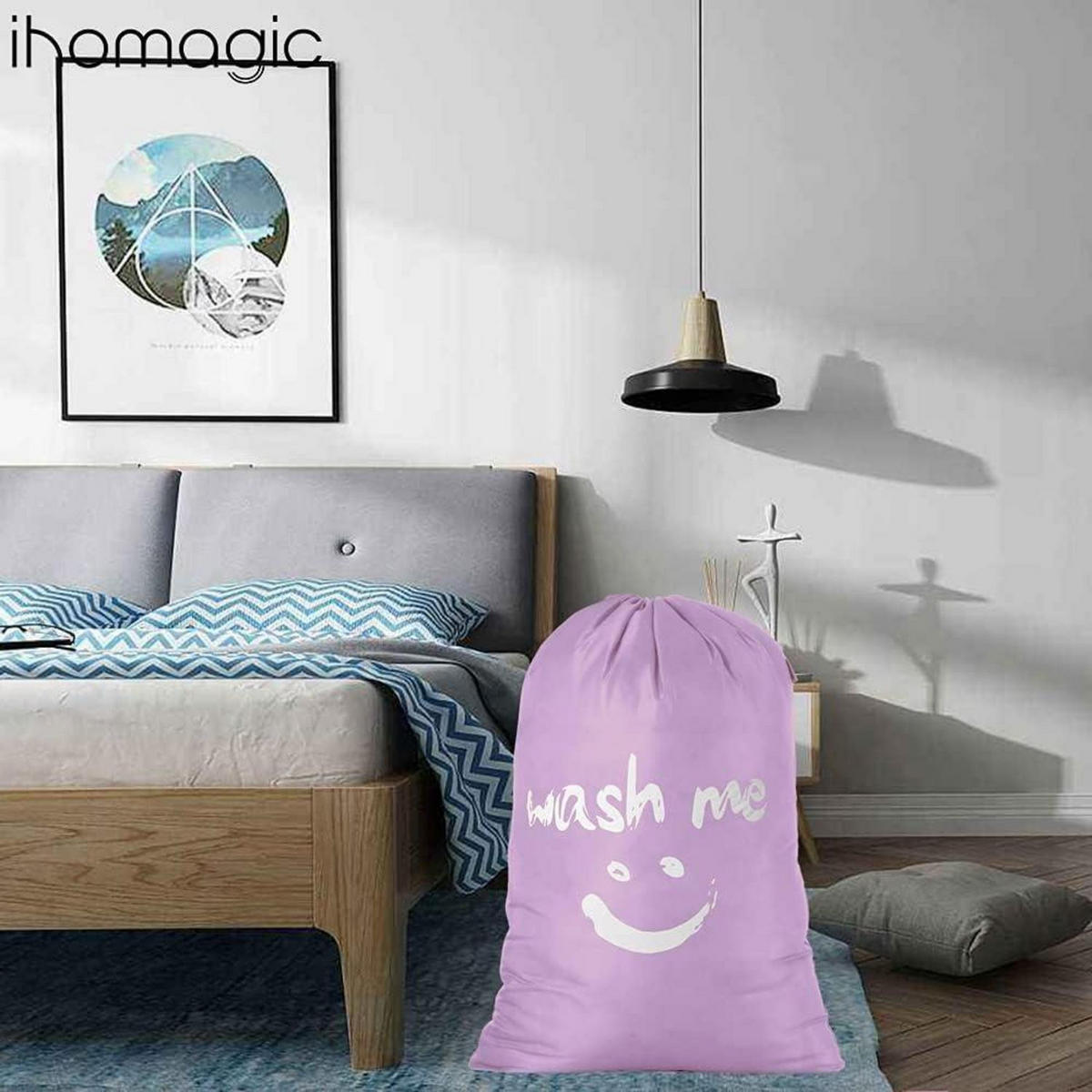 WÄSCHESACK 120 L Violett 61x92 cm - Lila, Textil (63/93/93cm)
