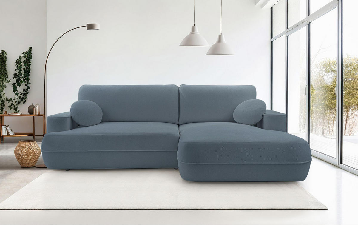 ECKSOFA Fuerro Hellblau Strukturstoff - Schwarz/Hellblau, Kunststoff/Textil (168/260cm) - Selsey