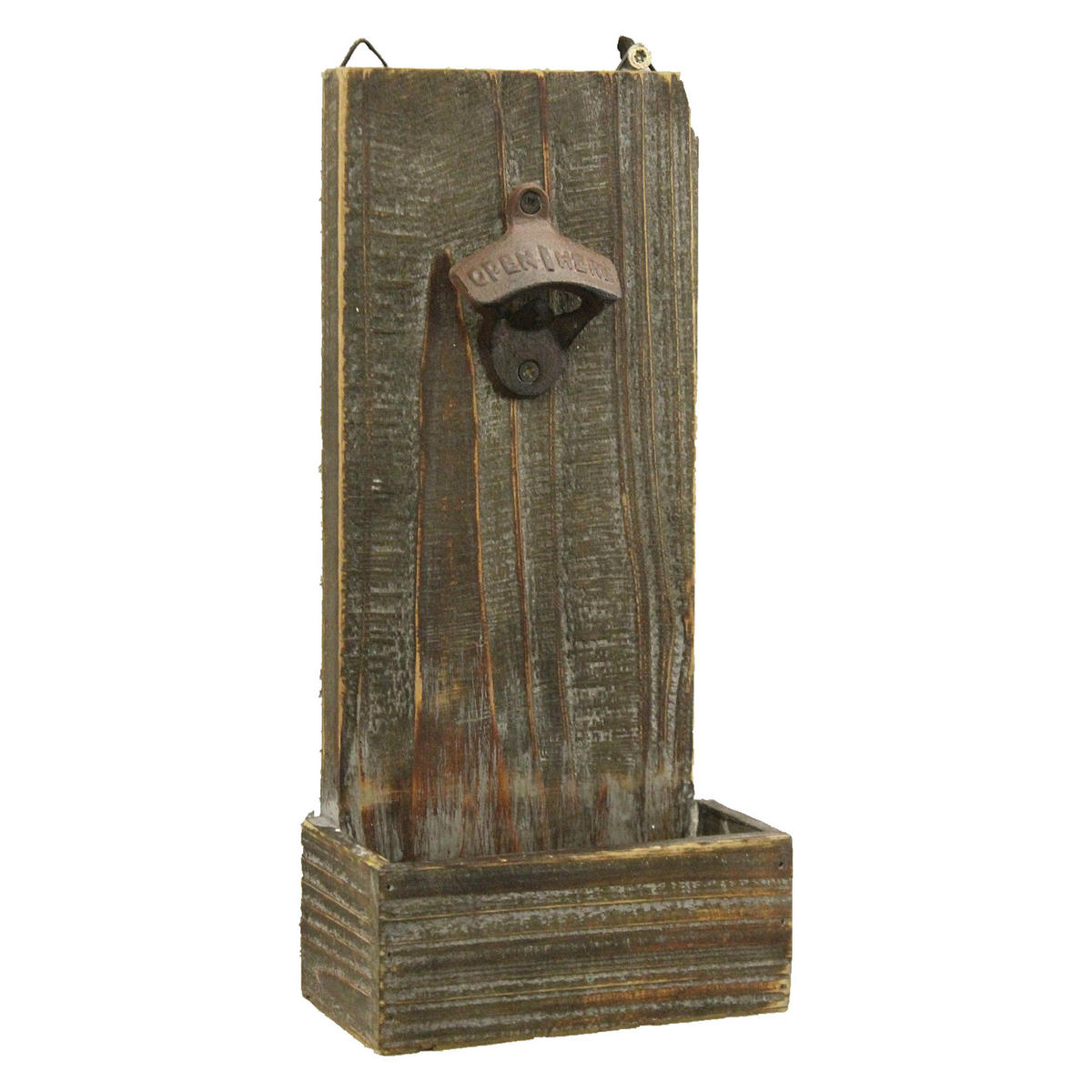 FLASCHENÖFFNER mit Kronkorkenbehälter Bieröffner 32cm - Braun, Holz (8cm) - DanDiBo