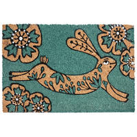 FUSSMATTE Blaugrün 40/60 cm Kaninchen Kokosfasern Clark - Jadegrün, Textil (40/60cm) - Beliani