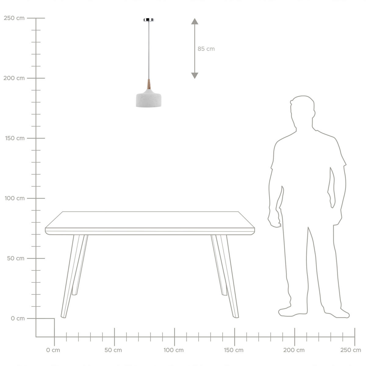 HÄNGELEUCHTE Burano 24/24/113 cm - Weiß, Stein (24/24/113cm) - Beliani