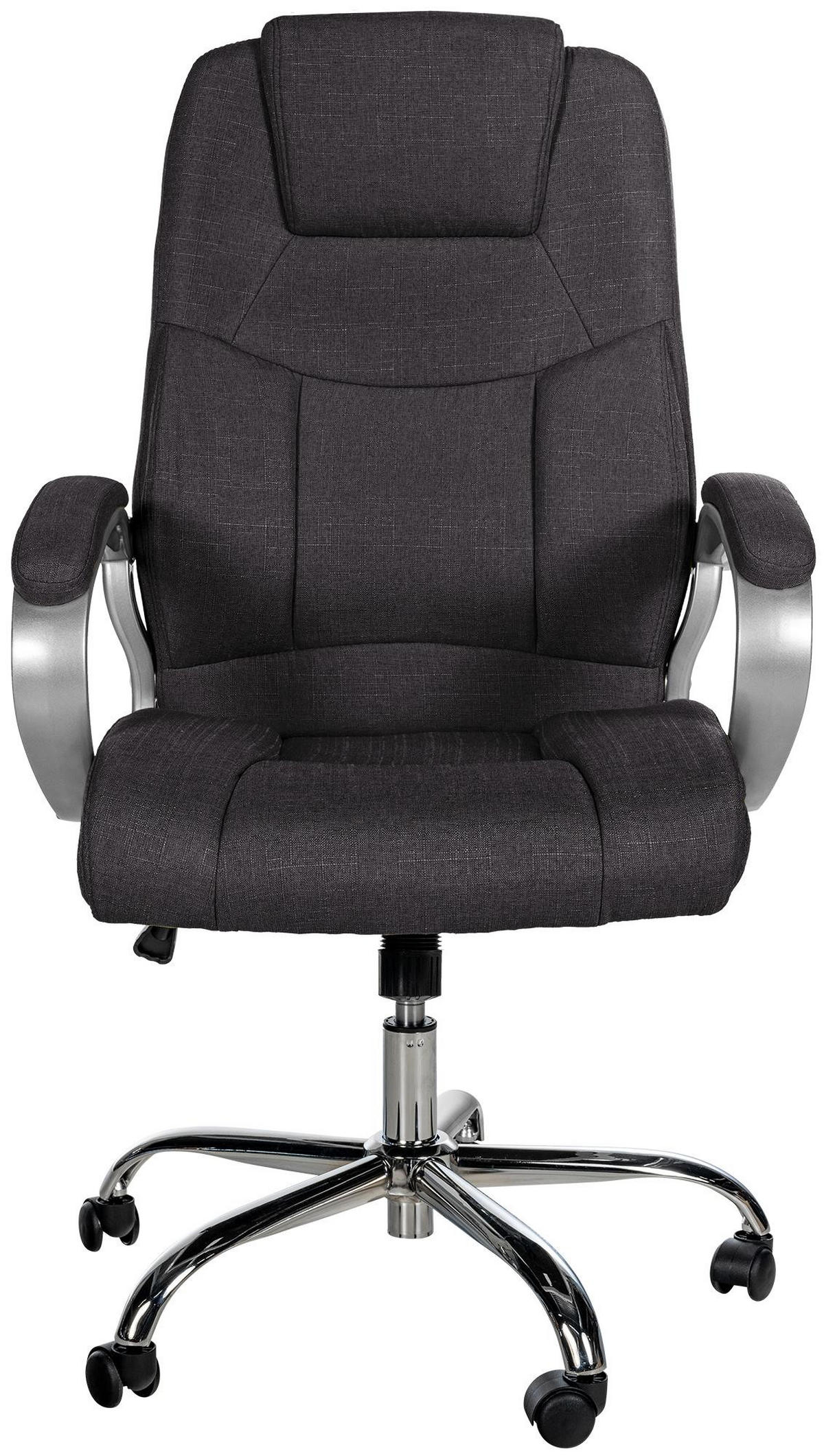 CHEFSESSEL Stoff Dunkelgrau - Chromfarben/Dunkelgrau, Textil/Metall (66/113/70cm) - CLP