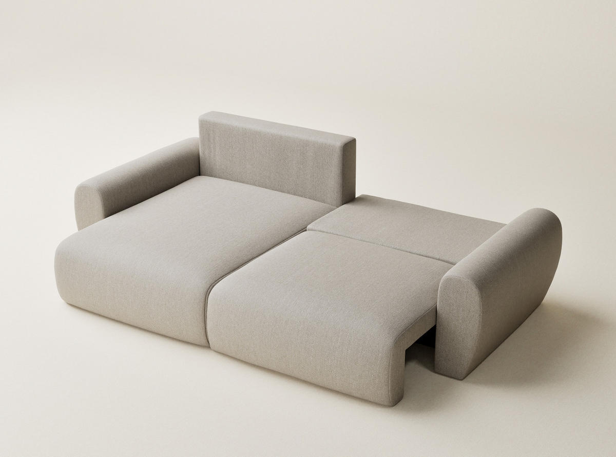 ECKSOFA MIT SCHLAFFUNKTION Numba Beige Webstoff - Beige/Schwarz, Holz/Holzwerkstoff (253/153cm) - Maison de Reve