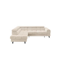 ECKSOFA mit Schlaffunktion Ottomane Links LUMA-L 272x203x70 Beige Cord - Beige/Schwarz, Holzwerkstoff/Kunststoff (272/203cm) - ALTDECOR