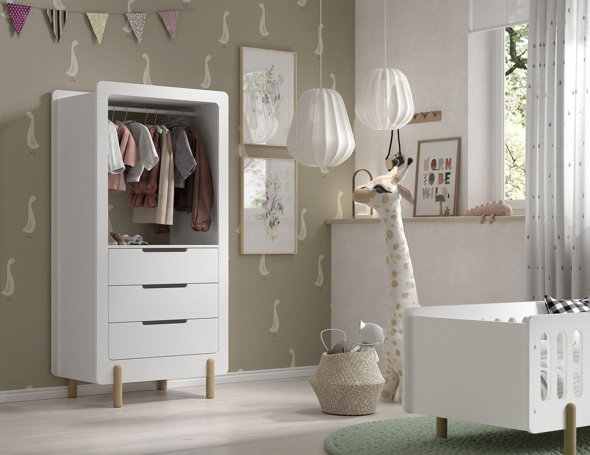 REGALSCHRANK Karyl 88x54x180 aus MDF in der Farbe Weiß - Weiß, Holzwerkstoff (88/180/54cm) - 58aufmkessel