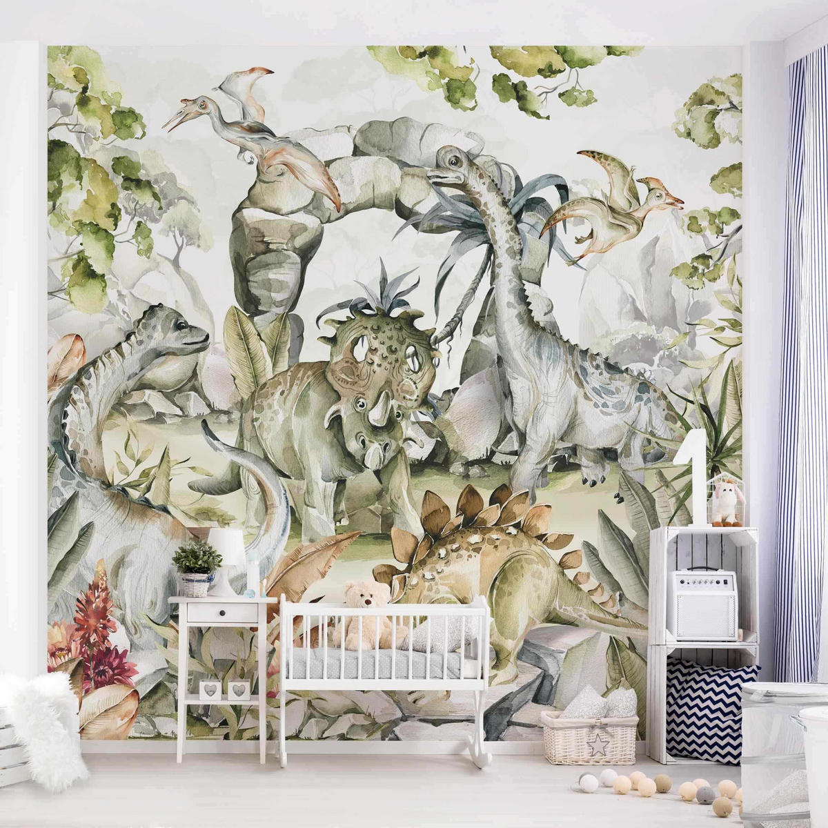 FOTOTAPETE Welt der Dinosaurier 288/288 cm - Grün, Papier (288/288cm) - Bilderwelten
