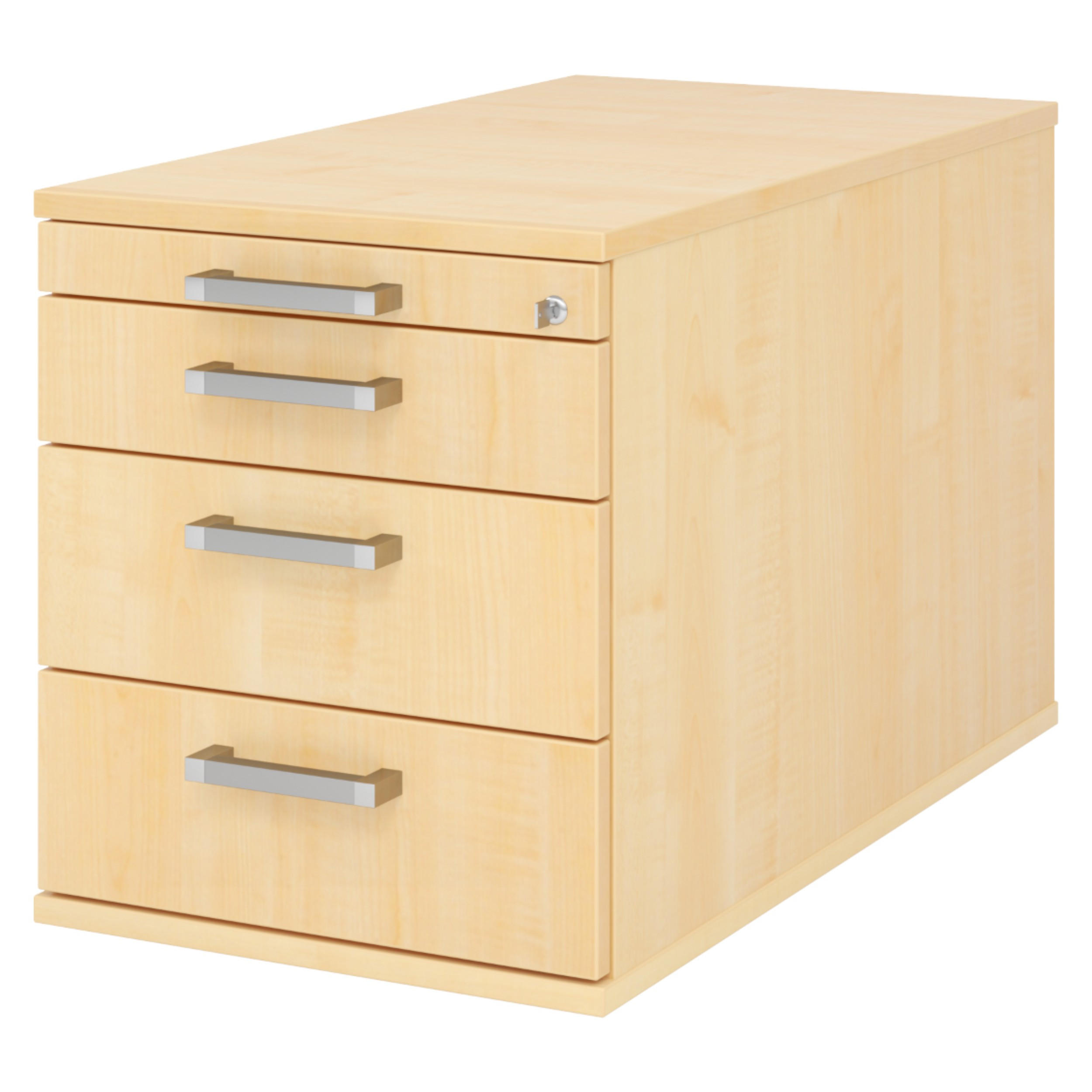 ROLLCONTAINER - mit 3 Schubladen 80/42,8/51,2 cm in Ahornfarben Chromgriff (Metall) - Ahornfarben, Holzwerkstoff (42.8/51.2/80cm) - bümö