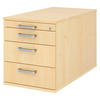 ROLLCONTAINER - mit 3 Schubladen 80/42,8/51,2 cm in Ahornfarben Chromgriff (Metall) - Ahornfarben, Holzwerkstoff (42.8/51.2/80cm) - bümö