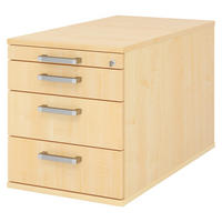 ROLLCONTAINER - mit 3 Schubladen 80/42,8/51,2 cm in Ahornfarben Chromgriff (Metall) - Ahornfarben, Holzwerkstoff (42.8/51.2/80cm) - bümö