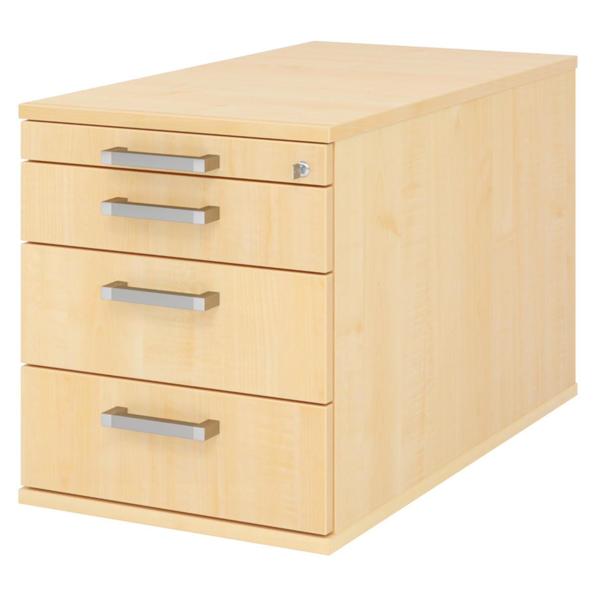 ROLLCONTAINER - mit 3 Schubladen 80/42,8/51,2 cm in Ahornfarben Chromgriff (Metall) - Ahornfarben, Holzwerkstoff (42.8/51.2/80cm) - bümö