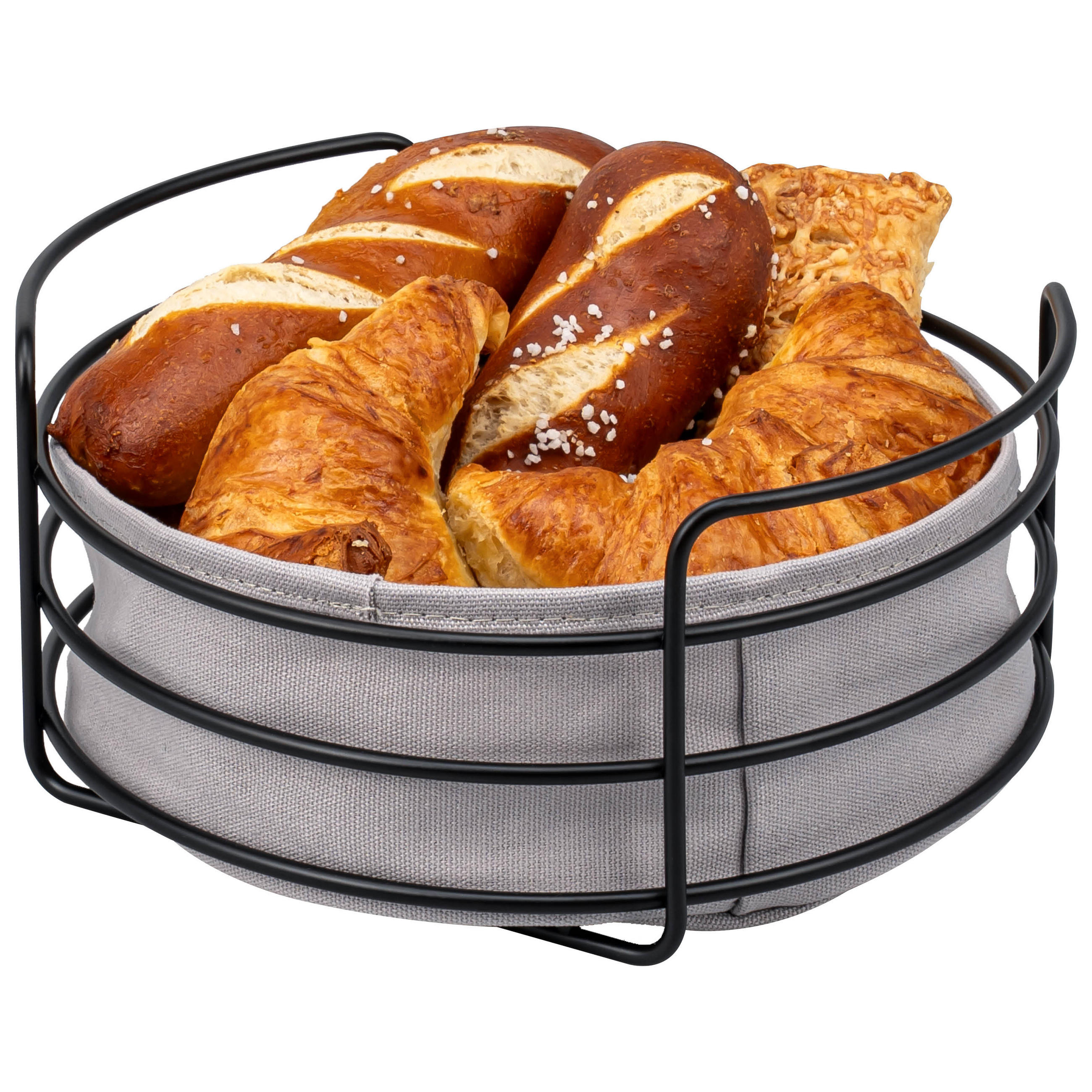 BROTKORB mit abnehmbarem Bezug, rund, schwarz, Metall - Schwarz, Metall (30/11cm) - eluno